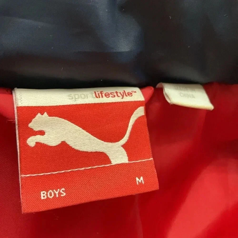 Puma Boys Puffer Vest Size‎ Medium Red Navy Blue Sleeveless Jacket Youth 10-12